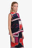 Hermès Navy/Red/Purple Patterned Silk Sleeveless Top Size 40