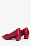 Roger Vivier Magenta Satin Square Toe Strass Buckle Kitten Heels Size 38
