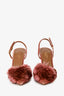 Aquazzura Pink Velvet Puff Sling Back Heels Size 37