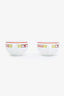 Hermès Orange/White Tressages Equestre Porcelain Cup and Saucer Set X2