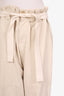Brunello Cucinelli Cream Cotton Belted Pleated Pants Size 6