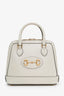 Gucci White Horsebit 1955 Leather Top Handle Bag with Strap