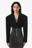 Balmain Black Velvet Leopard Print Bolero Jacket Size 36