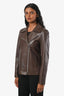 Lafayette 148 Brown Lambskin Leather Moto Jacket Size S