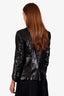 Balmain Black Sequin Leather V-Neck Blazer Size 42