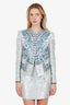 Louis Vuitton Spring Summer 2018 Collection Silver Tweed Pattern Evening Jacket  + Skirt Set Size 38/36