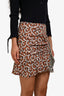 Isabel Marant Cream/Orange Patterned Ruched Mini Skirt Size 36