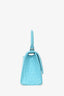 Balenciaga Blue Croc Embossed Hourglass XS Top Handle With Strap