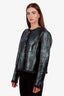 Veste Chanel™ en agneau et tweed vert, seconde main, taille 50