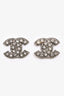 Pre-loved Chanel™ 2009 Silver Tone Metal Crystal Embellished CC Earrings