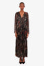 Ba&sh Black Metallic Floral Pattern V-Neck Hendrix Maxi Dress Size 2 US 8