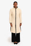 Pre-loved Chanel™ 2000 Cream/Black Wool Blanket Stitched Zip Coat Size 38