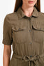 Frame Army Green Short Sleeve Belted Jumpsuit Size S