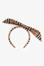 Burberry Beige/Grey/Red Canvas Check Print Bow Headband
