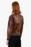 Maison Margiela Brown Crinkled Leather Bomber Jacket Size 36