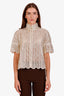 Moncler Metallic Sheer Short Sleeve Top Size 2