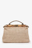 Fendi Beige Raffia and Snakeskin Large Peekaboo Satchel Bag
