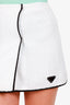 Prada White Cotton Terry Logo-Plaque Skirt Size 40