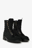 Pre-Loved Chanel™ 2022 Black Glitter Accents CC Logo Combat Boots Size 38