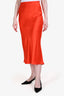 Frame Orange Silk Midi Skirt Size XS