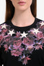 Givenchy Black/Purple/Floral Neckline T-Shirt Size M