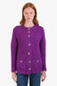 Pre-loved Chanel™ 2022 Purple Wool Chunky Cable Knit Cardigan Size 36