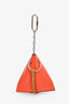 Celine Orange Pebbled Leather Triangle Key Bag Charm