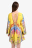 Camilla Yellow/Multicolour Linen Bell Sleeve Tunic Size M