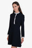 Sandro Navy White Lace Trim Dress Size 2