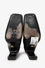 Versace Black Leather Gold-Tone Medusa Safety Pin High Block Heel Boots Size 37.5