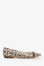 Gucci Cream/Brown Canvas Bamboo Horsebit Flats Size 10