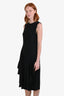 Alexander McQueen Black Silk Ruffle Sleeveless Midi Dress Size 44