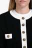 Balmain Black/White Gold-Buttoned Cropped Cardigan Size 42