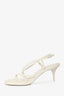 Alexander McQueen White Leather Strappy Kitten-Heeled Sandals Size 40