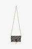 Christian Dior 2019 Navy Blue/Beige Oblique Jacquard Small Saddle Pouch On Chain