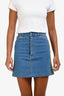 Gucci Blue Denim Web Grosgrain Trim Mini Skirt Size 36