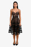 Self-Portrait Black/Nude Lace Tiered Strappy Dress Size 2