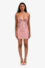For Love & Lemons Pink Lace Crystal Embellished Corset Top Mini Dress Size M