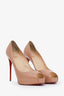 Christian Louboutin Nude Patent Leather Peep Toe Heels Size 41.5