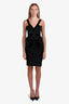 Nina Ricci Black Rouchet Velvet Bow Midi Dress est Size 6