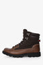 Gucci Brown Leather Guccissima Web Accents Lace-Up Hiking Boots Size 7 Mens