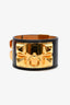 Hermès 2014 Black Leather Gold Tone Collier de Chien Bracelet Size S