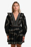 Ulla Johnson Black/Multicolour Cotton Embroidered Long Sleeve Mini Dress Size 8