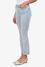 Paige Light Blue Cotton 'Cindy' Mid Waist Frayed Bottom Skinny Jeans Size 25