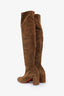 Christian Louboutin Brown Suede Over The Knee Block Heel Boots Size 37.5