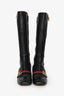 Gucci Black Leather Faux Pearl Stud Peyton Riding Boots Size 37