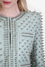 Balmain Mint Green Quilted Leather All Over Spike Jacket Size 36