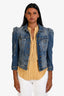 Retrofete Blue Denim Poof Sleeve Jean Jacket Size XS