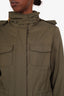 Loro Piana Green Nylon Cashmere Lined Utility Jacket Size 42