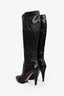 Miu Miu Black Leather Ruched Heeled Knee High Boots Size 39